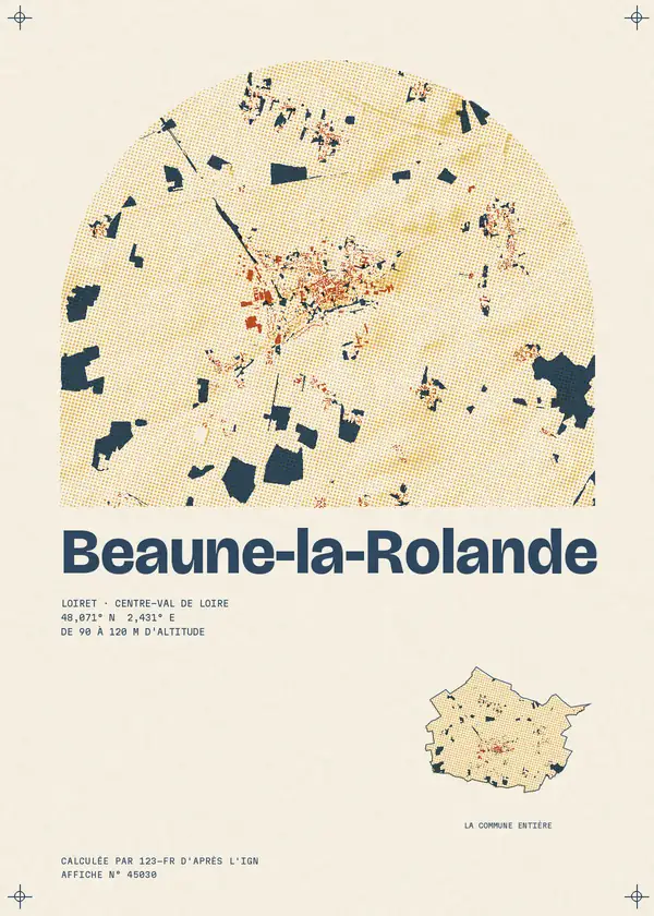 Affiche de Beaune-la-Rolande, calculée par 123-fr d'après l'IGN