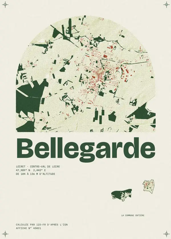 Affiche de Bellegarde, calculée par 123-fr d'après l'IGN