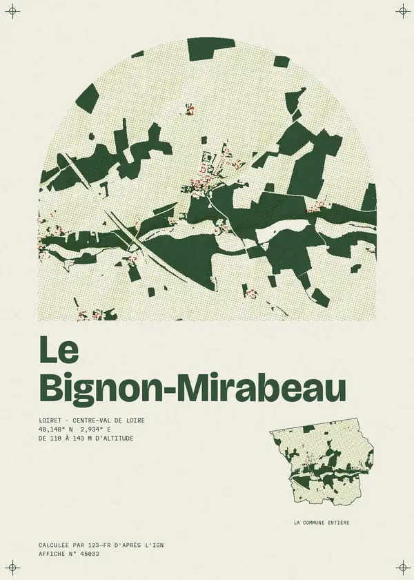 Affiche de Le Bignon-Mirabeau, calculée par 123-fr d'après l'IGN