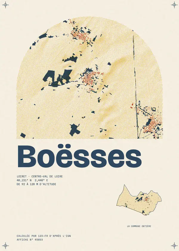 Affiche de Boësses, calculée par 123-fr d'après l'IGN
