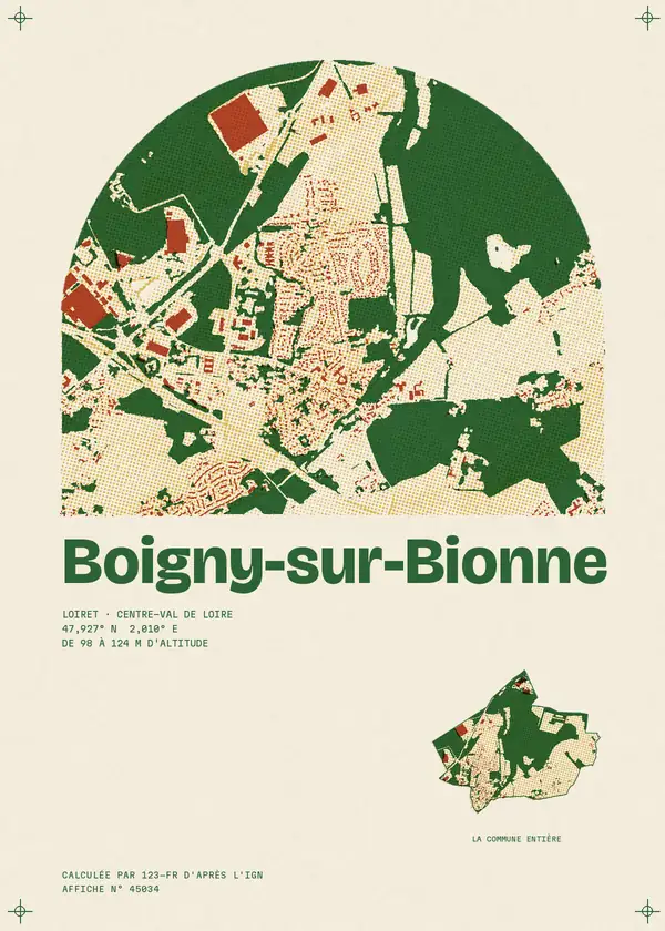 Affiche de Boigny-sur-Bionne, calculée par 123-fr d'après l'IGN