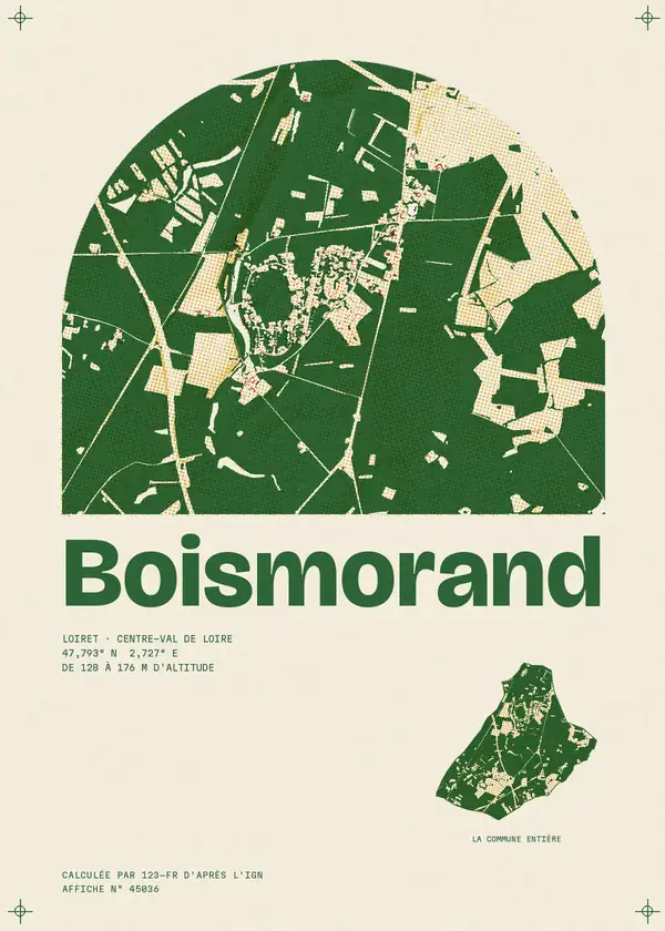 Affiche de Boismorand, calculée par 123-fr d'après l'IGN