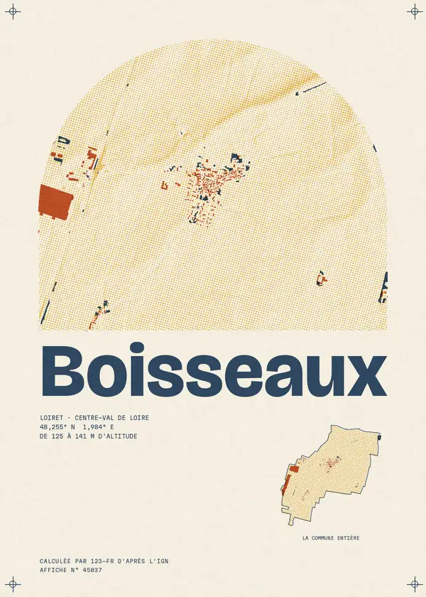 Affiche de Boisseaux, calculée par 123-fr d'après l'IGN