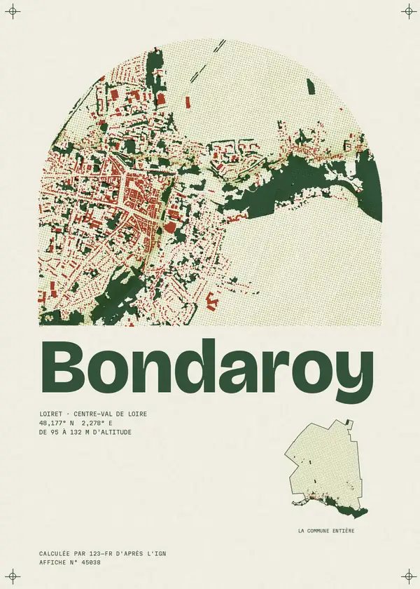 Affiche de Bondaroy, calculée par 123-fr d'après l'IGN