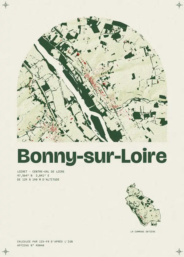 Affiche de Bonny-sur-Loire, calculée par 123-fr d'après l'IGN