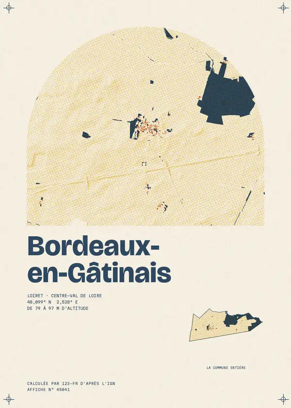 Affiche de Bordeaux-en-Gâtinais, calculée par 123-fr d'après l'IGN
