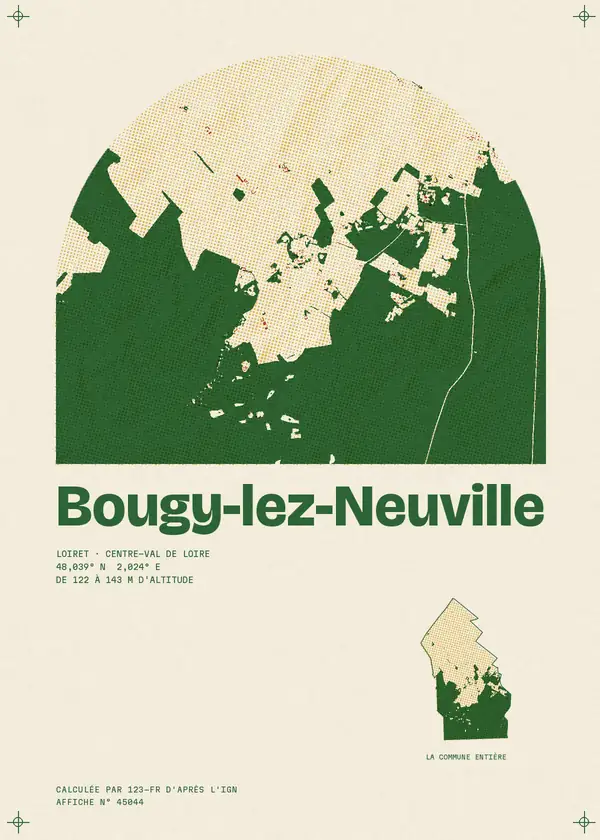 Affiche de Bougy-lez-Neuville, calculée par 123-fr d'après l'IGN
