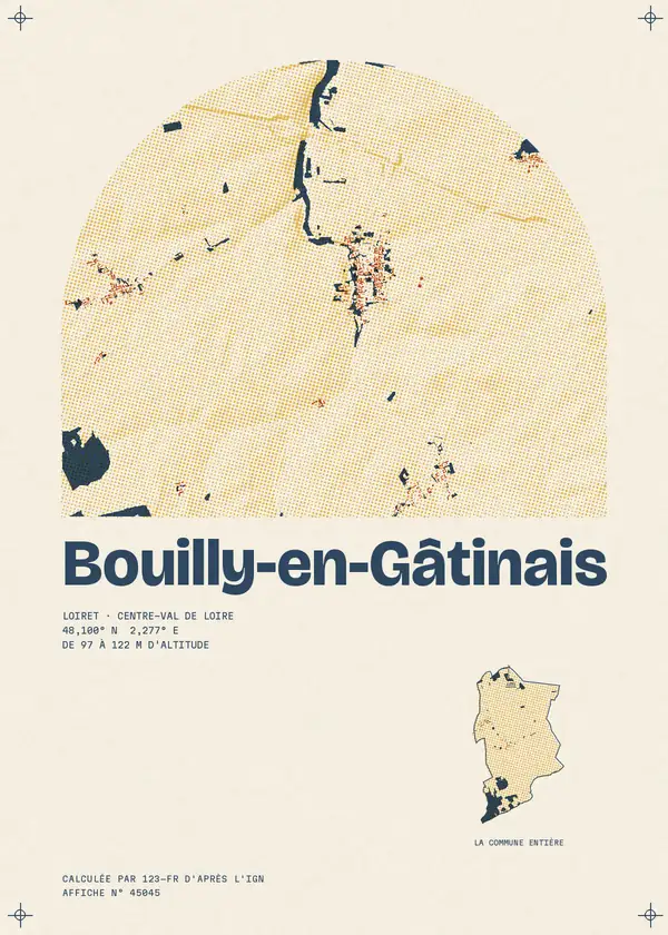 Affiche de Bouilly-en-Gâtinais, calculée par 123-fr d'après l'IGN