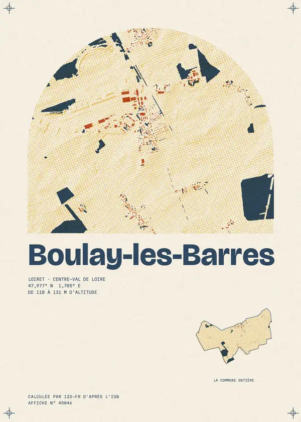 Affiche de Boulay-les-Barres, calculée par 123-fr d'après l'IGN