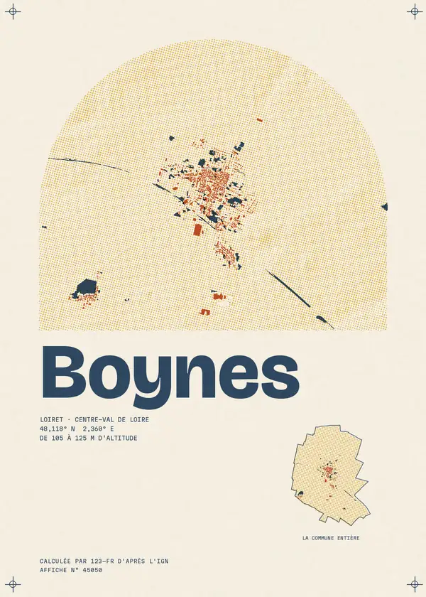 Affiche de Boynes, calculée par 123-fr d'après l'IGN