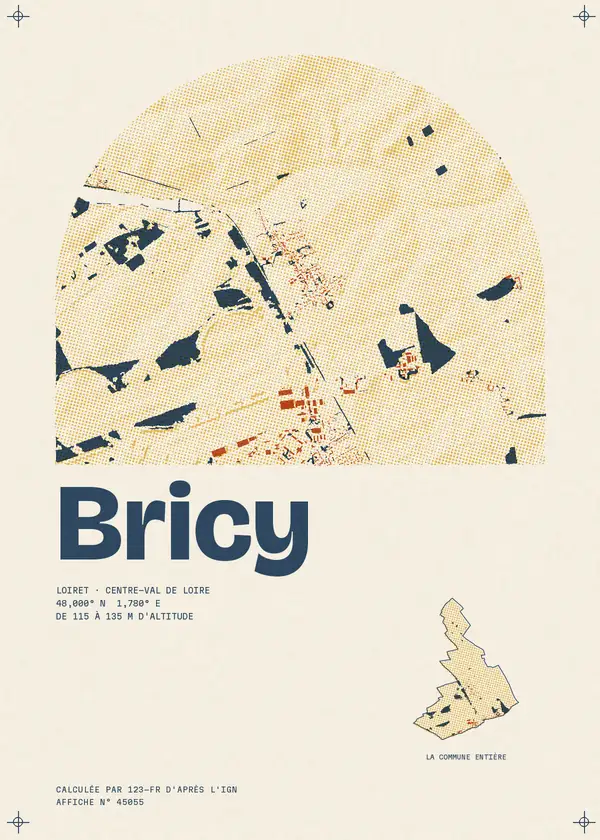 Affiche de Bricy, calculée par 123-fr d'après l'IGN