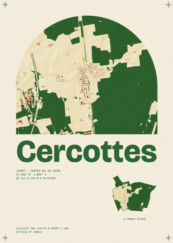 Affiche de Cercottes, calculée par 123-fr d'après l'IGN