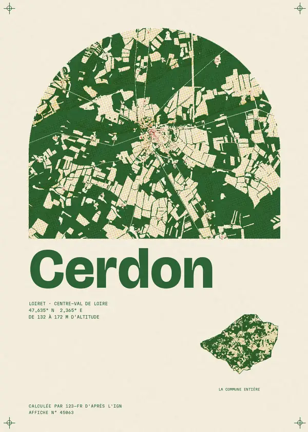 Affiche de Cerdon, calculée par 123-fr d'après l'IGN