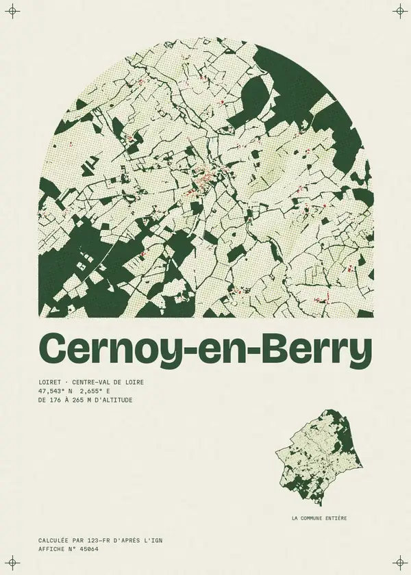 Affiche de Cernoy-en-Berry, calculée par 123-fr d'après l'IGN