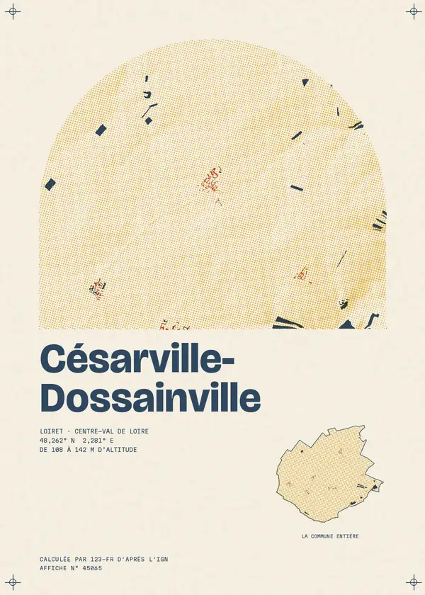 Affiche de Césarville-Dossainville, calculée par 123-fr d'après l'IGN