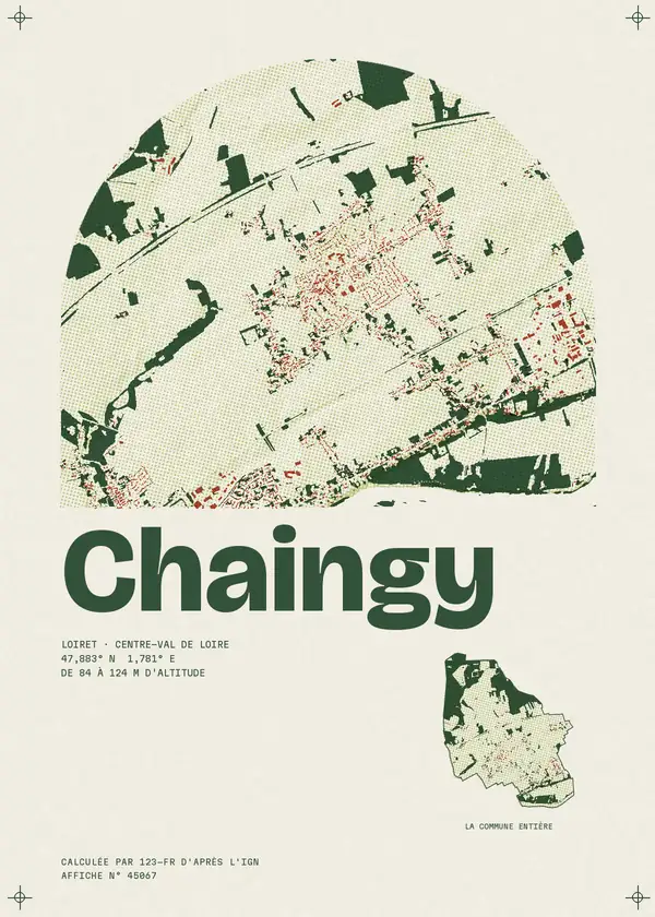 Affiche de Chaingy, calculée par 123-fr d'après l'IGN