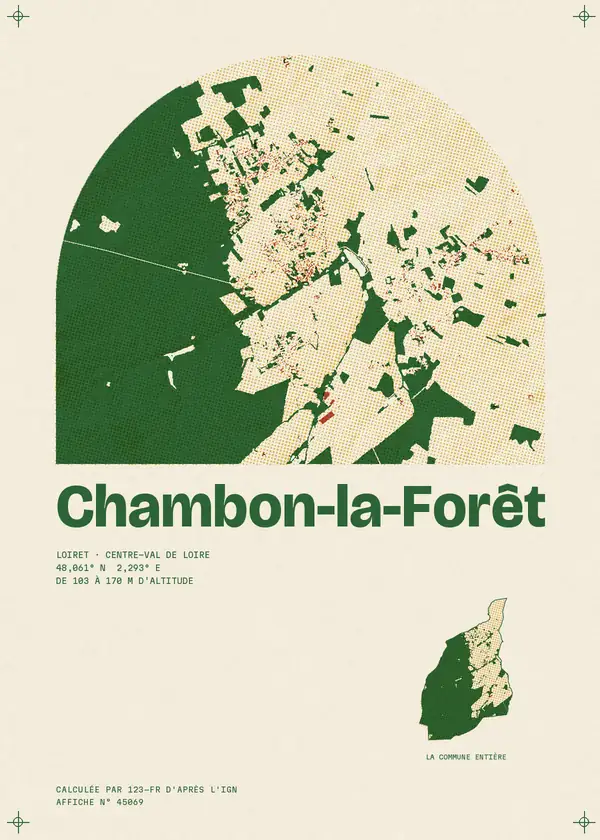 Affiche de Chambon-la-Forêt, calculée par 123-fr d'après l'IGN