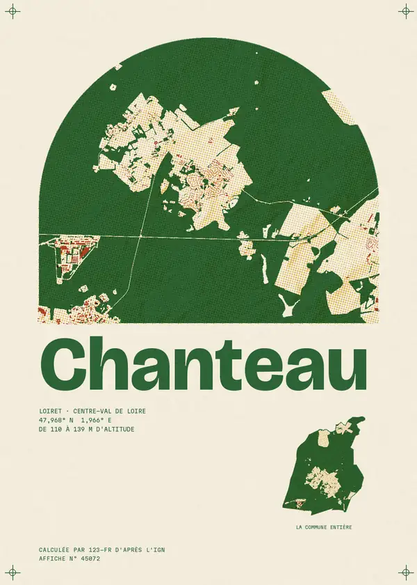 Affiche de Chanteau, calculée par 123-fr d'après l'IGN