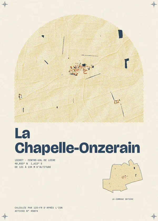 Affiche de La Chapelle-Onzerain, calculée par 123-fr d'après l'IGN