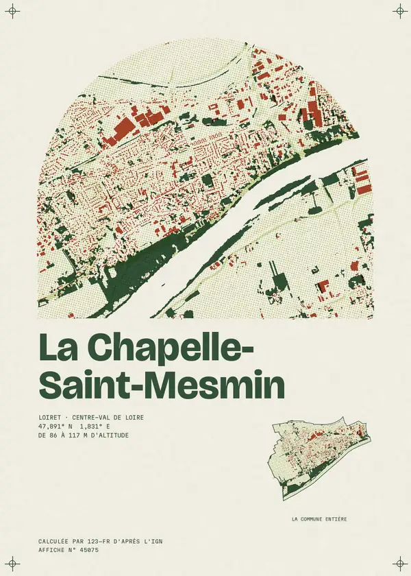 Affiche de La Chapelle-Saint-Mesmin, calculée par 123-fr d'après l'IGN