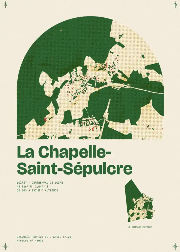 Affiche de La Chapelle-Saint-Sépulcre, calculée par 123-fr d'après l'IGN