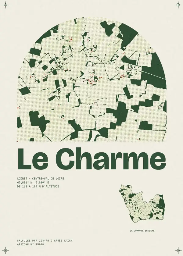 Affiche de Le Charme, calculée par 123-fr d'après l'IGN