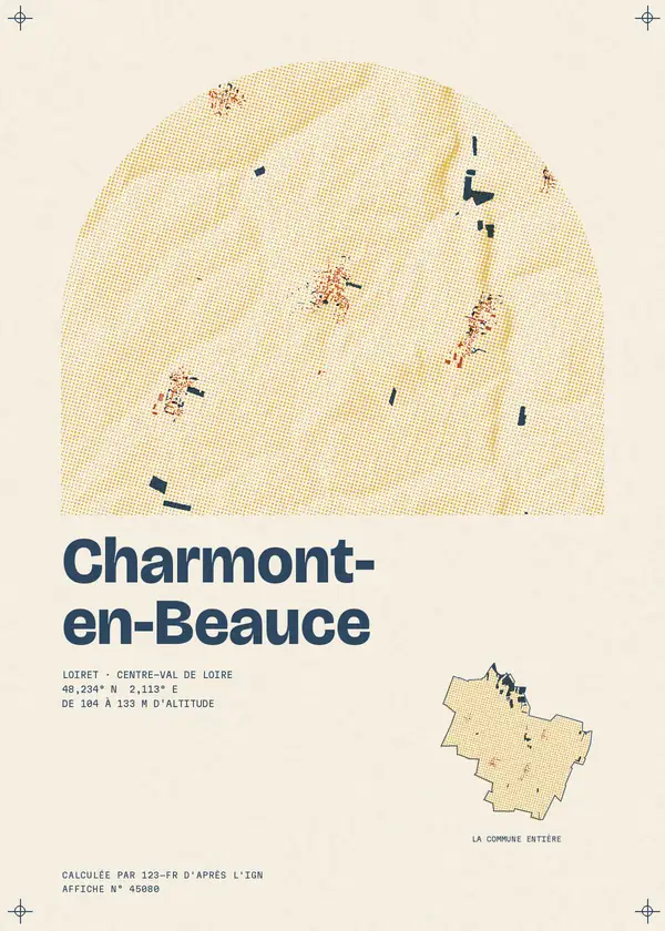 Affiche de Charmont-en-Beauce, calculée par 123-fr d'après l'IGN