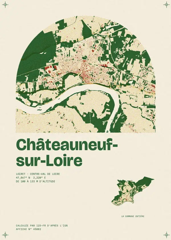 Affiche de Châteauneuf-sur-Loire, calculée par 123-fr d'après l'IGN