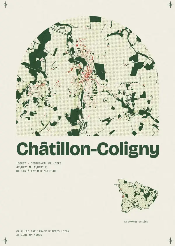 Affiche de Châtillon-Coligny, calculée par 123-fr d'après l'IGN