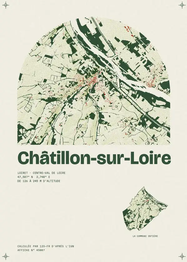 Affiche de Châtillon-sur-Loire, calculée par 123-fr d'après l'IGN