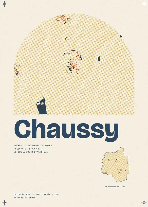 Affiche de Chaussy, calculée par 123-fr d'après l'IGN