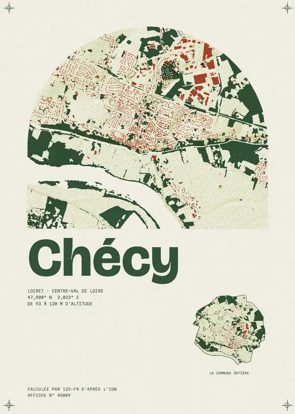 Affiche de Chécy, calculée par 123-fr d'après l'IGN