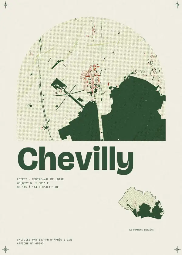 Affiche de Chevilly, calculée par 123-fr d'après l'IGN