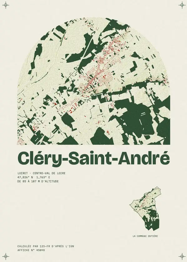 Affiche de Cléry-Saint-André, calculée par 123-fr d'après l'IGN
