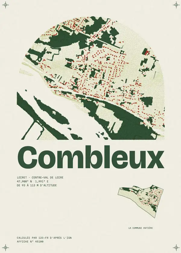 Affiche de Combleux, calculée par 123-fr d'après l'IGN