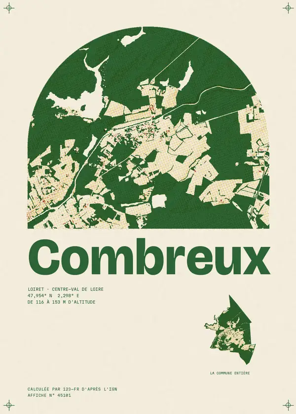 Affiche de Combreux, calculée par 123-fr d'après l'IGN