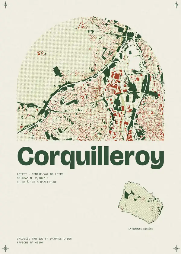 Affiche de Corquilleroy, calculée par 123-fr d'après l'IGN