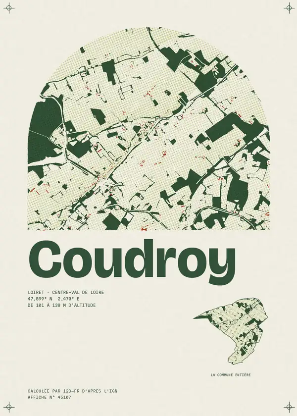 Affiche de Coudroy, calculée par 123-fr d'après l'IGN