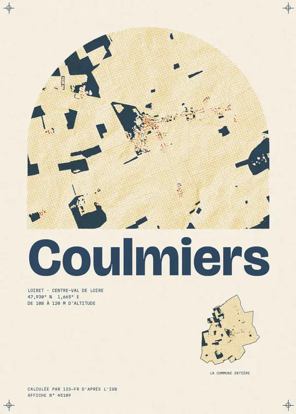 Affiche de Coulmiers, calculée par 123-fr d'après l'IGN