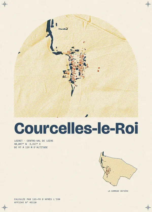 Affiche de Courcelles-le-Roi, calculée par 123-fr d'après l'IGN