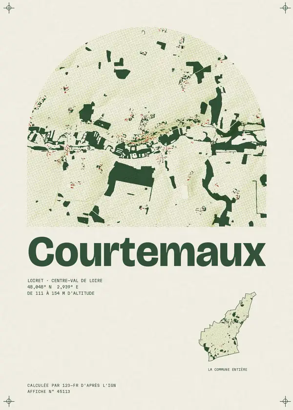 Affiche de Courtemaux, calculée par 123-fr d'après l'IGN