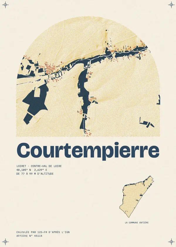 Affiche de Courtempierre, calculée par 123-fr d'après l'IGN