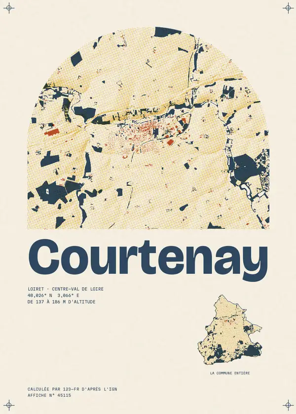 Affiche de Courtenay, calculée par 123-fr d'après l'IGN