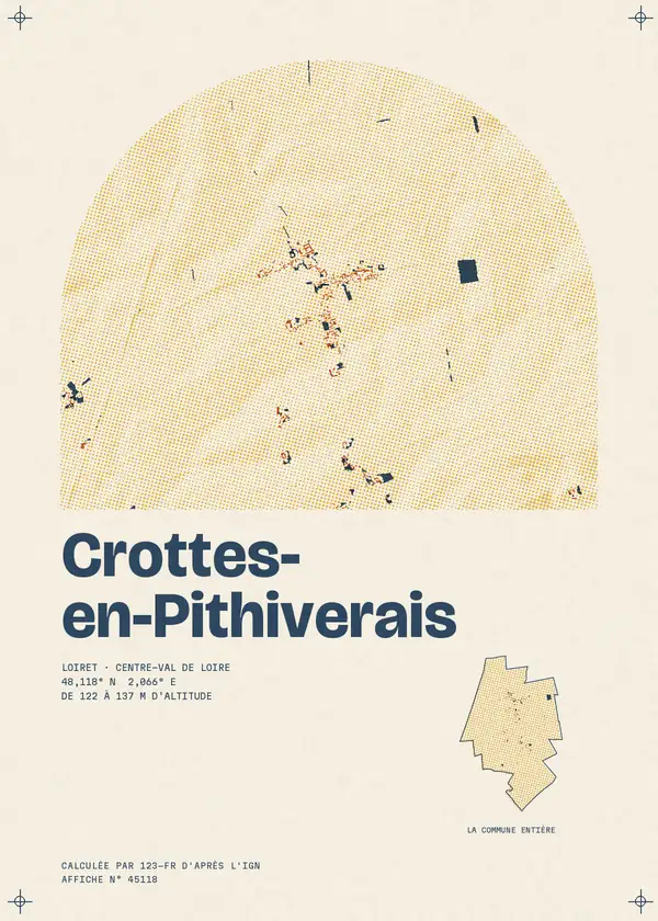 Affiche de Crottes-en-Pithiverais, calculée par 123-fr d'après l'IGN