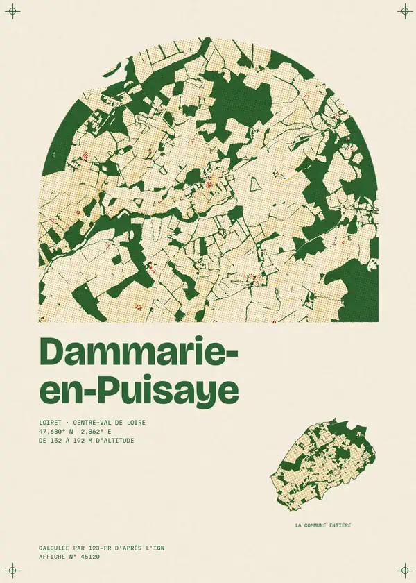 Affiche de Dammarie-en-Puisaye, calculée par 123-fr d'après l'IGN