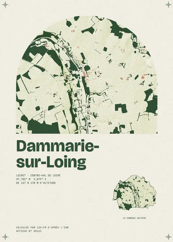 Affiche de Dammarie-sur-Loing, calculée par 123-fr d'après l'IGN