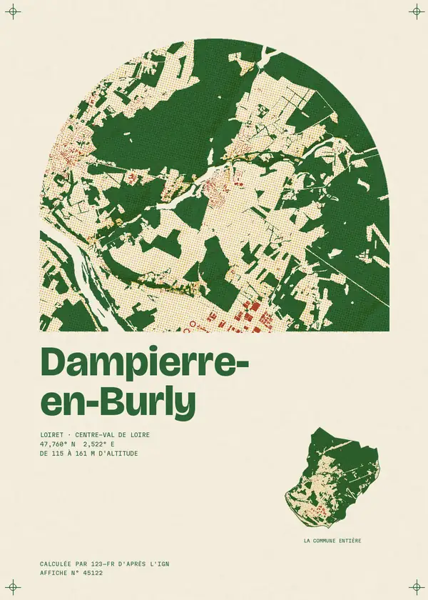 Affiche de Dampierre-en-Burly, calculée par 123-fr d'après l'IGN