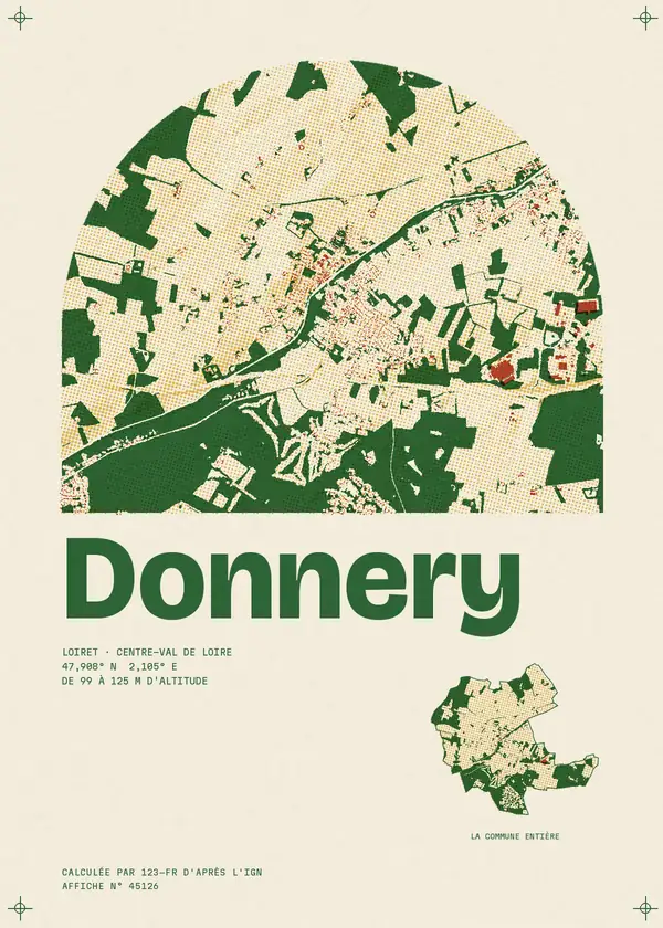 Affiche de Donnery, calculée par 123-fr d'après l'IGN