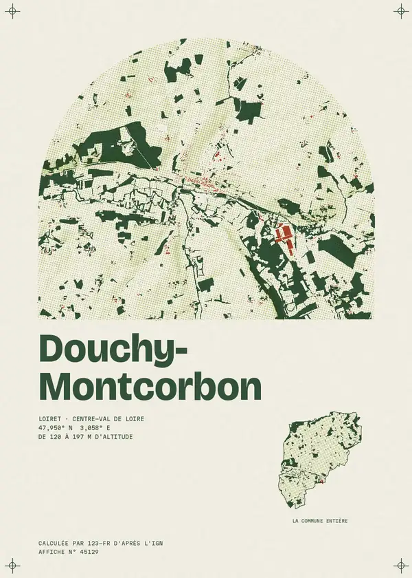 Affiche de Douchy-Montcorbon, calculée par 123-fr d'après l'IGN