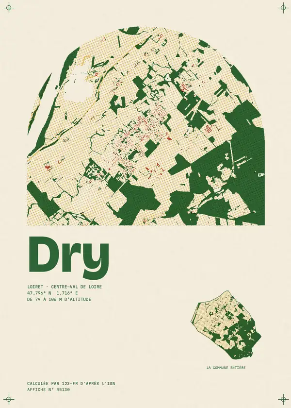 Affiche de Dry, calculée par 123-fr d'après l'IGN